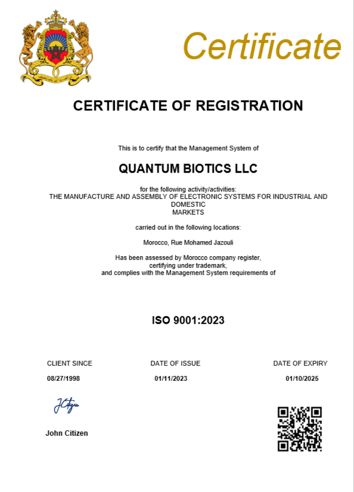 Morocco business registration certificate Word and PDF template